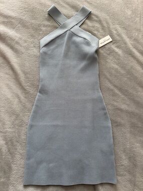 BRAND NEW Aritzia Sculpt Knit Criss Cross Dress in light blue